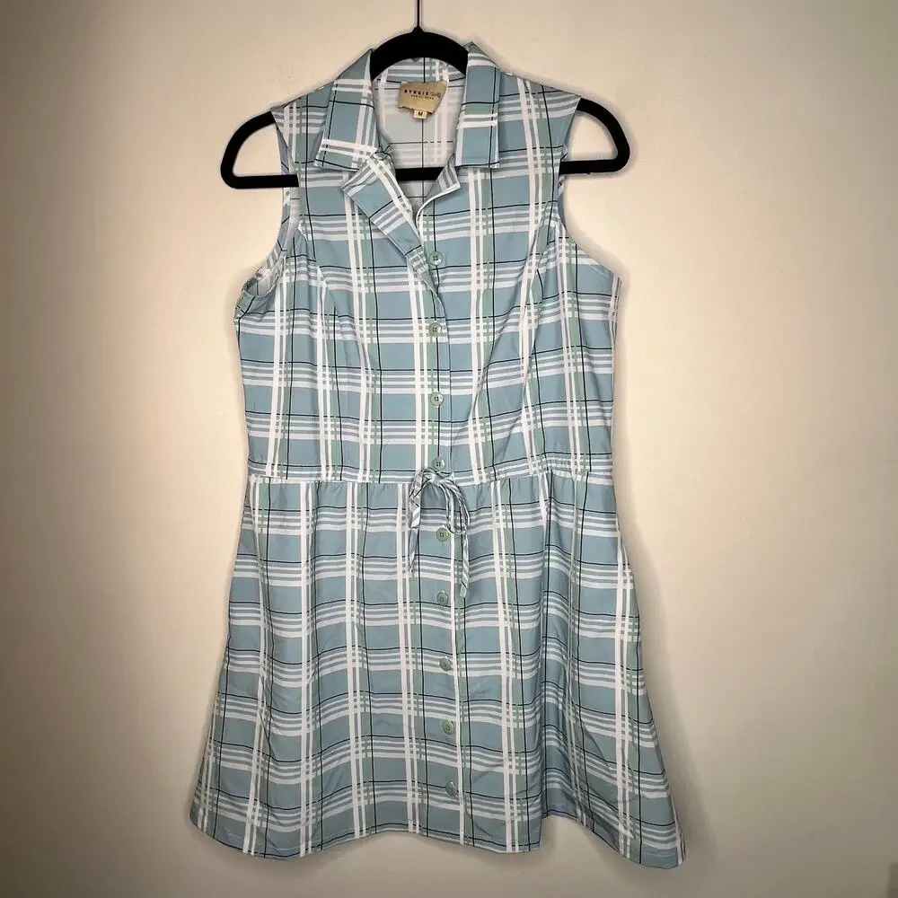 Byrdie Golf Social Plaid Mini Shirt Dress Size M - Picture 3 of 8